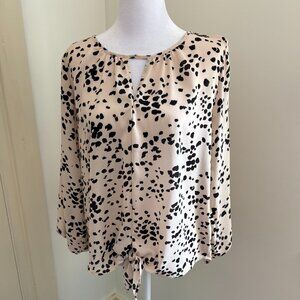 Leopard Print Pullover Blouse in Beige and Black by West Kei, Size Medium